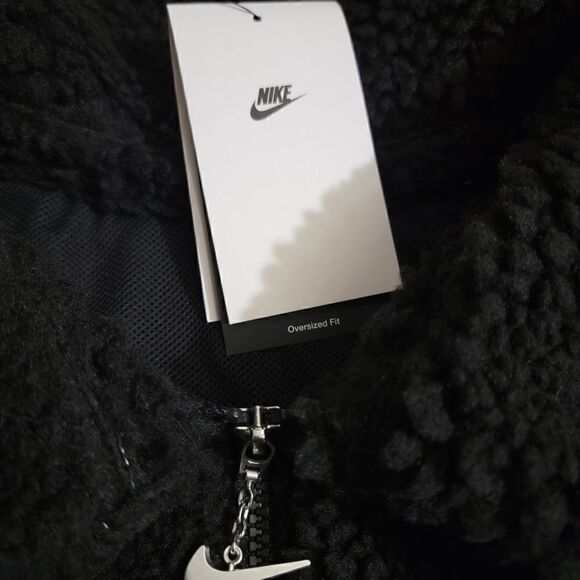 Nike Sportswear Swoosh Teddy Sherpa Jacket Black White Dunk Low Quilt Size M New - Picture 9 of 17